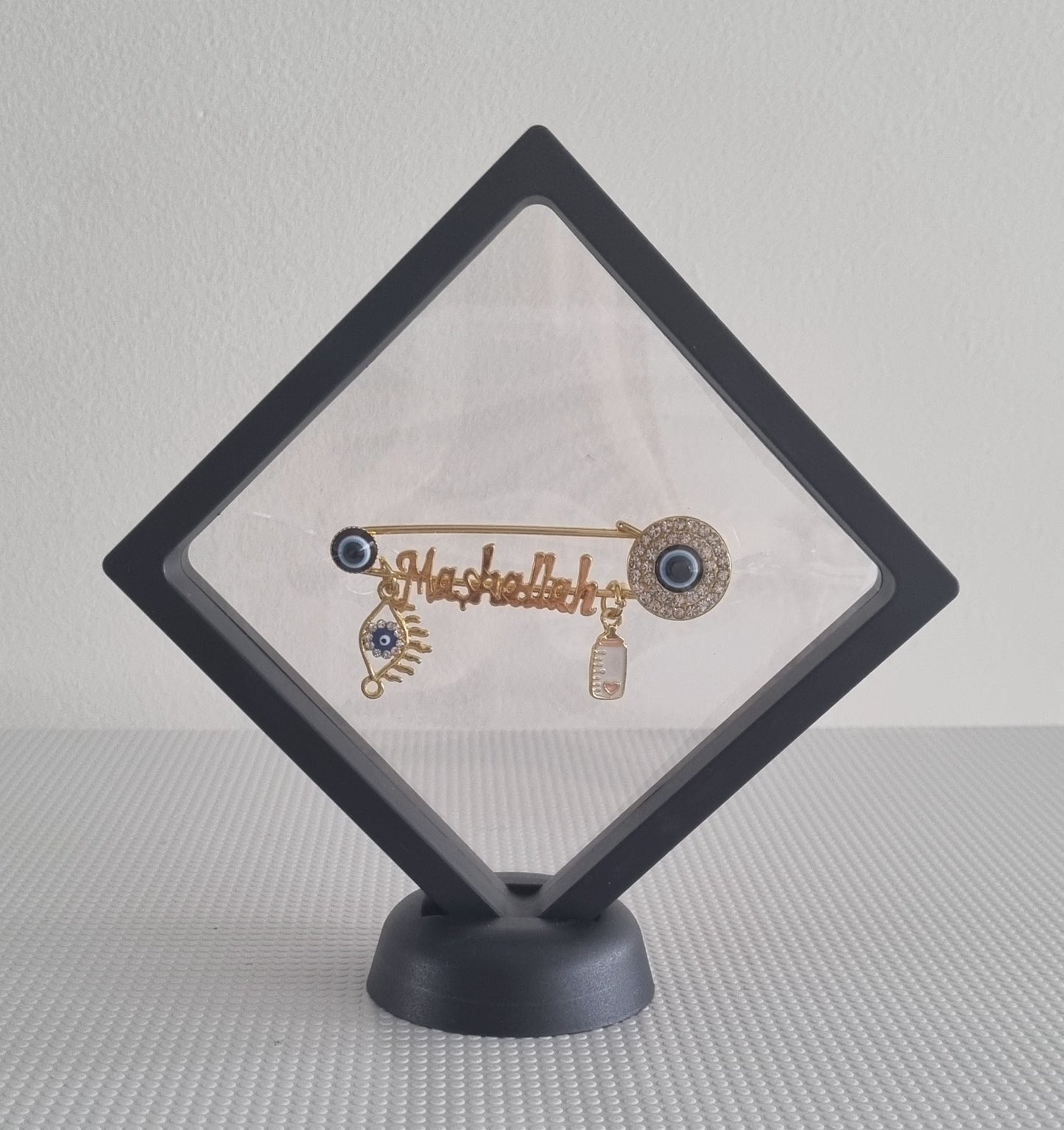 Premade gold plated Mashallah baby pin