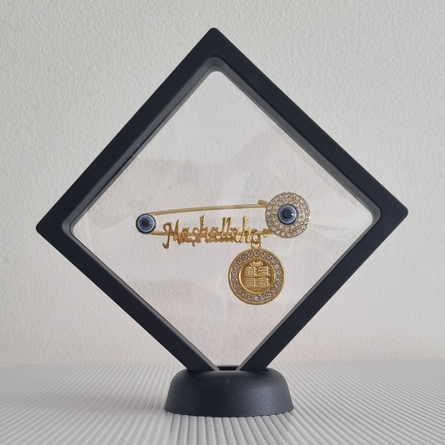 Premade gold plated Mashallah baby pin