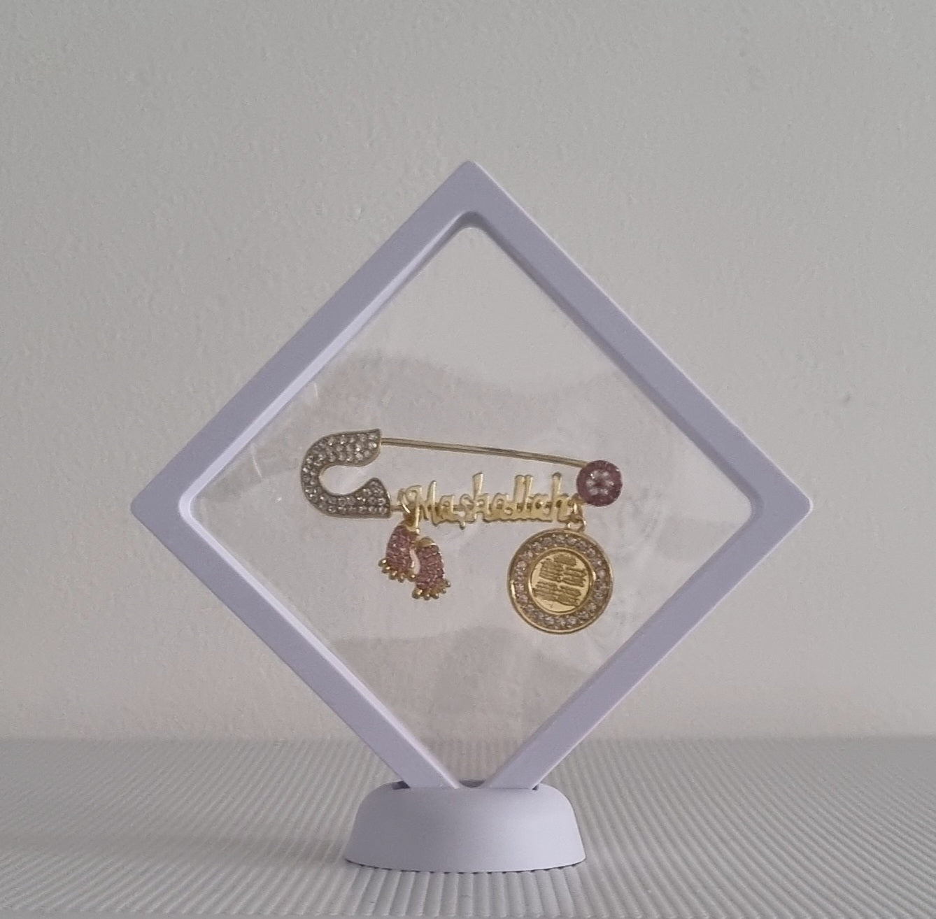 Premade gold plated Mashallah baby pin