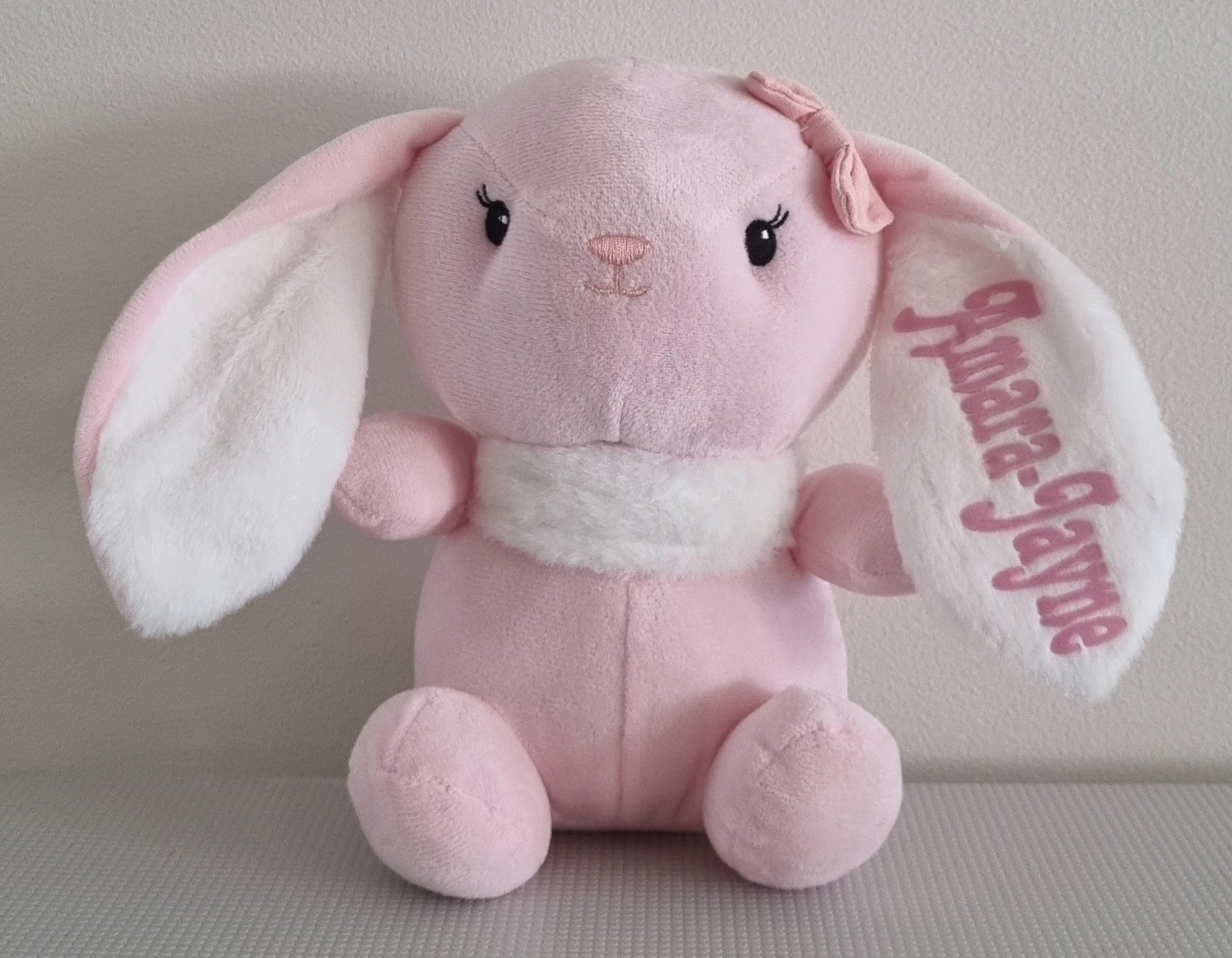 Personalised plush bunny, front side