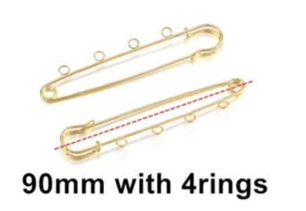 4 ring gold plated bay pin, front side 