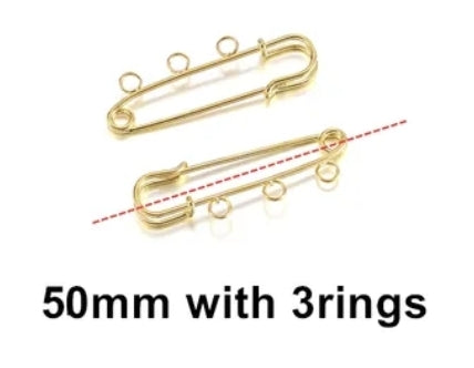 3 ring gold plated baby pin, front side