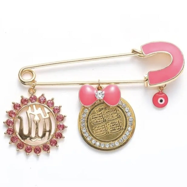 Premade gold plated pink baby pin