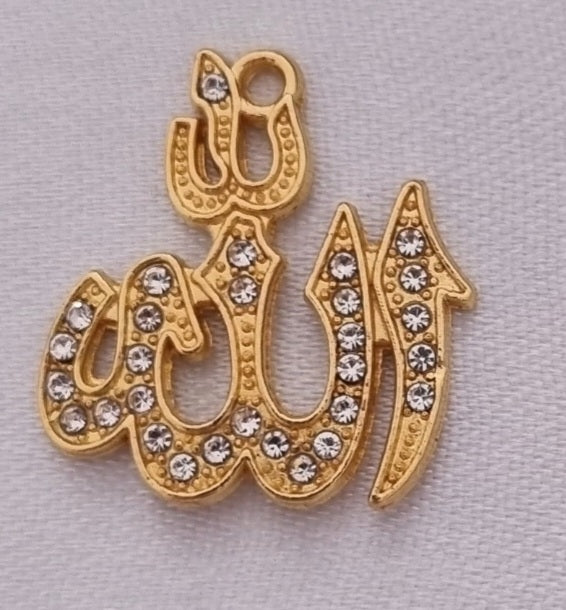 Gold plated Allah charm, front side