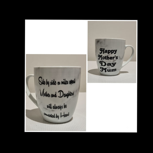 Personalised double-sided marble white mug, front side